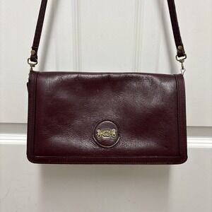 Vintage Convertible Burgundy Leather‎ Crossbody Bag